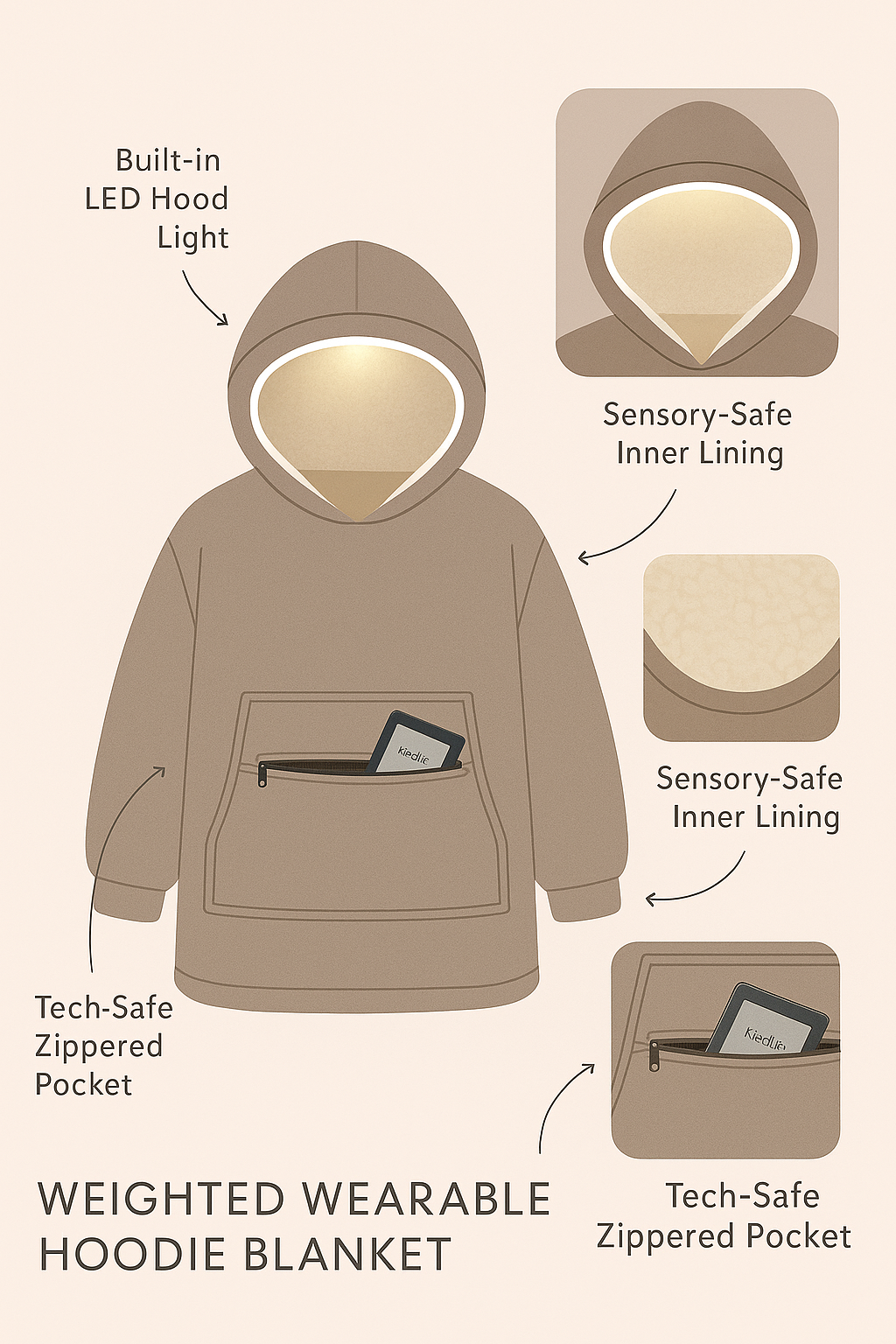 Preorder- The SnugLight™ — Weighted Hoodie Blanket with Built-In LED Light