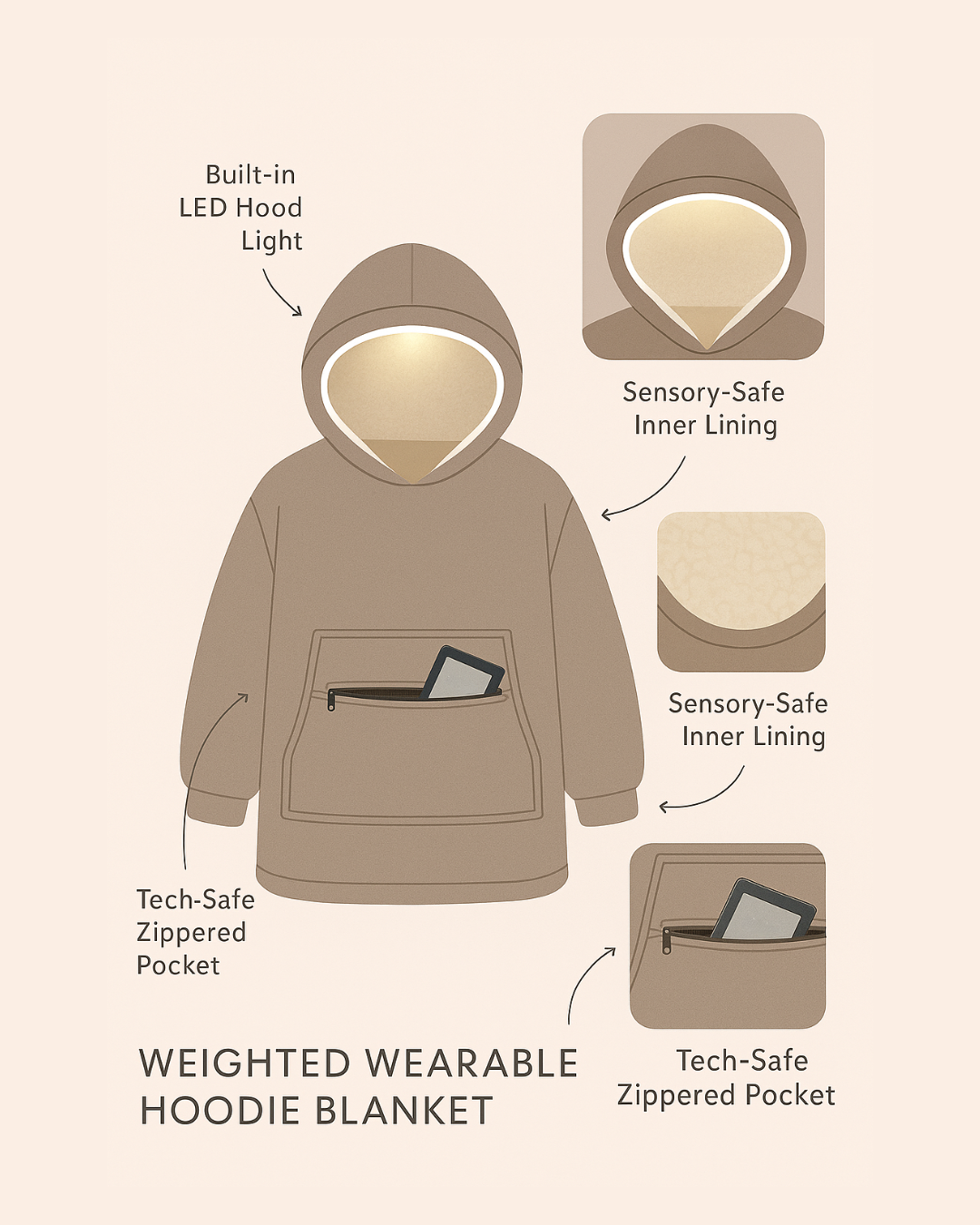 Preorder- The SnugLight™ — Oversized Reading Hooded Blanket with Built-In LED Light